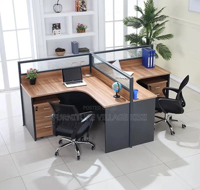 Office Workstations; 2-Way Curved Wooden Office Workstation