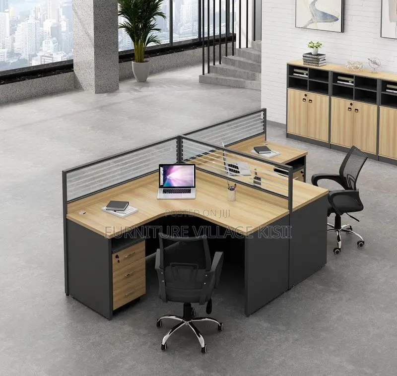 Office Workstations; 2-Way Curved Wooden Office Workstation