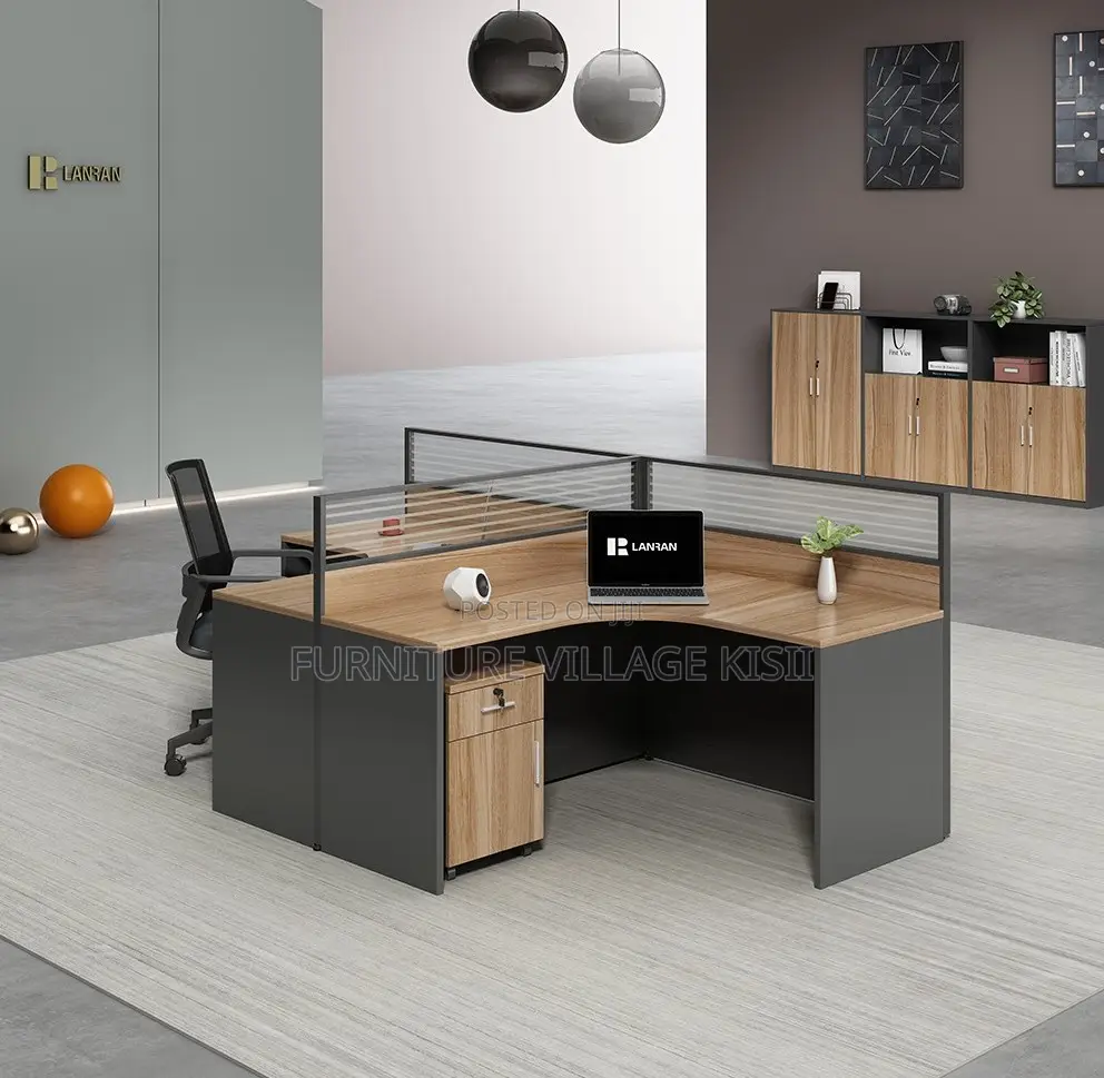 Office Workstations; 2-Way Curved Wooden Office Workstation