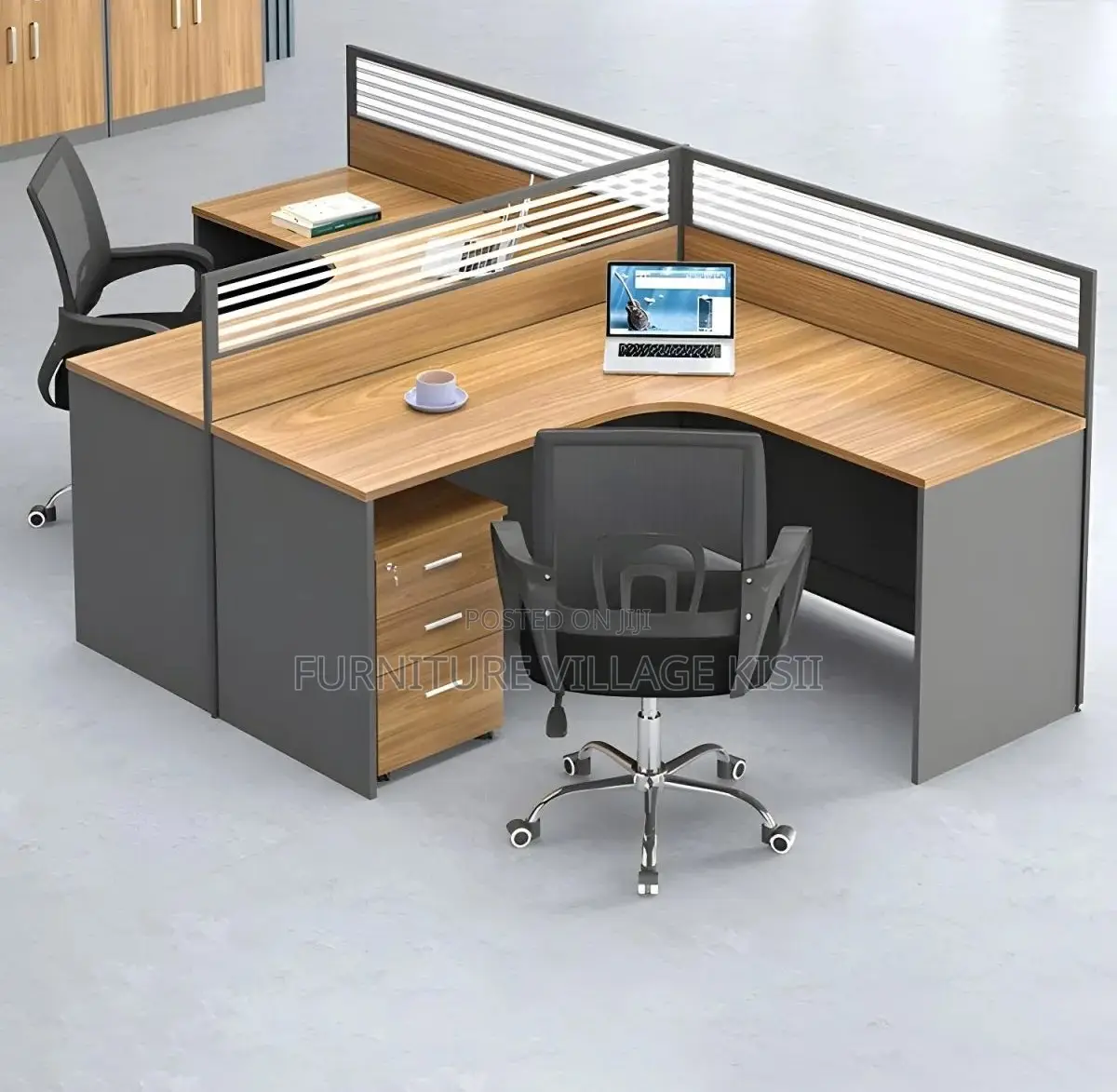 Office Workstations; 2-Way Curved Wooden Office Workstation