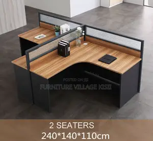 Office Workstations; 2-Way Curved Wooden Office Workstation