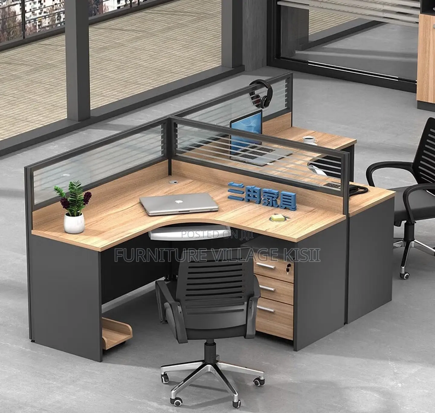 Office Workstations; 2-Way Curved Wooden Office Workstation