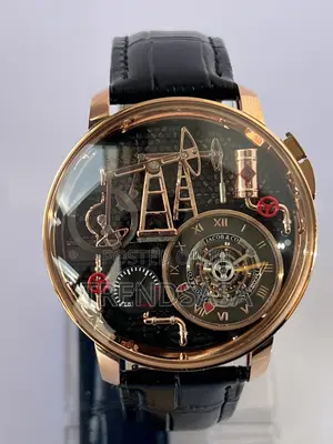 Jacob &Co. Oil Pump Rose Gold Black Leather Watch