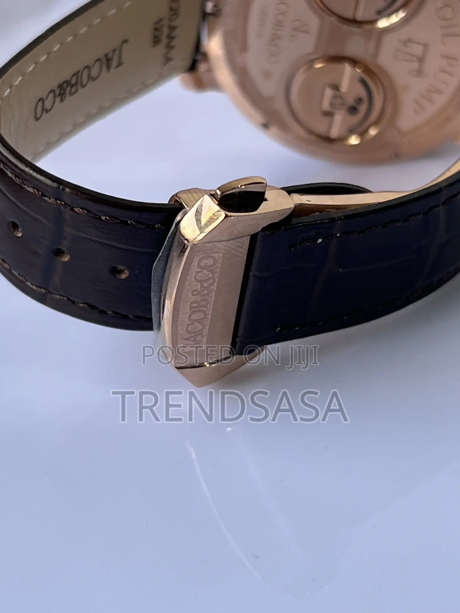 Jacob &Co. Oil Pump Rose Gold Black Leather Watch