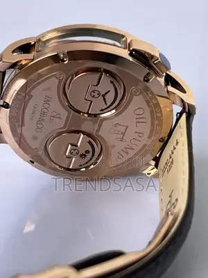 Jacob &Co. Oil Pump Rose Gold Black Leather Watch