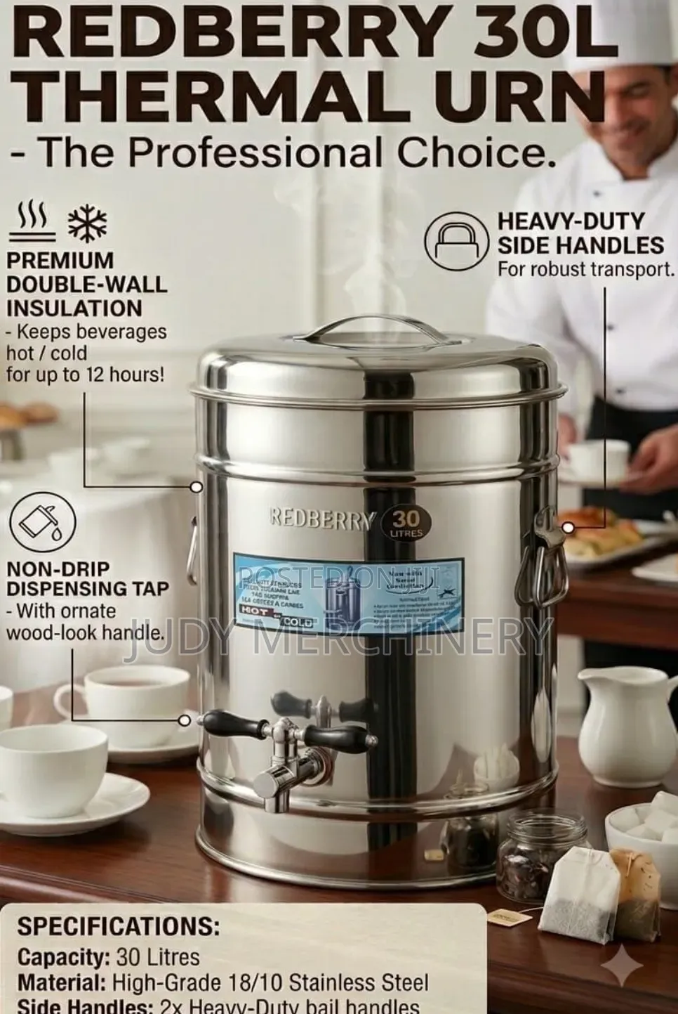 Tea Urn Redberry Steel
