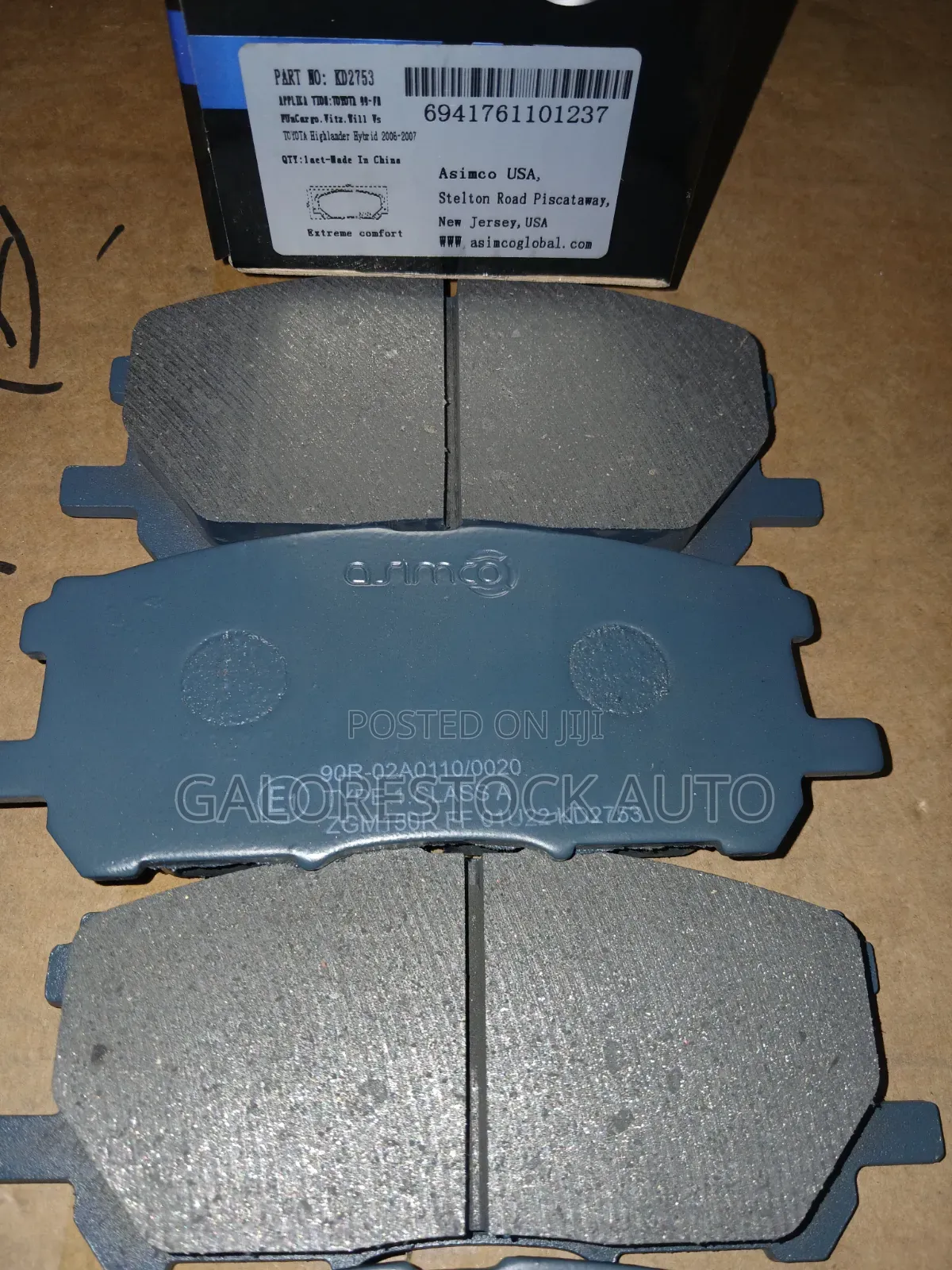 ASIMCO KD2753 –Front Brake Pads – Toyota Harrier  /Lexus RX330–RX350.