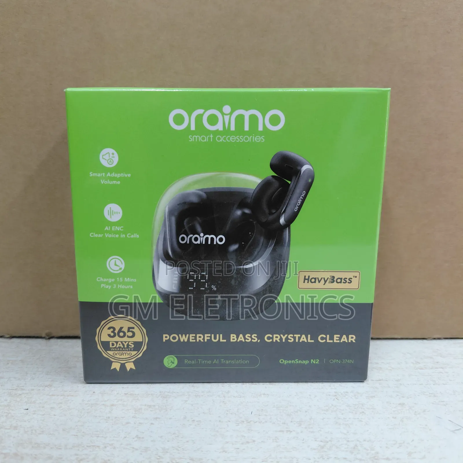 Oraimo OpenSnap N2-Quick Charging Deep Bass Open-Ear Wireless Earbuds
