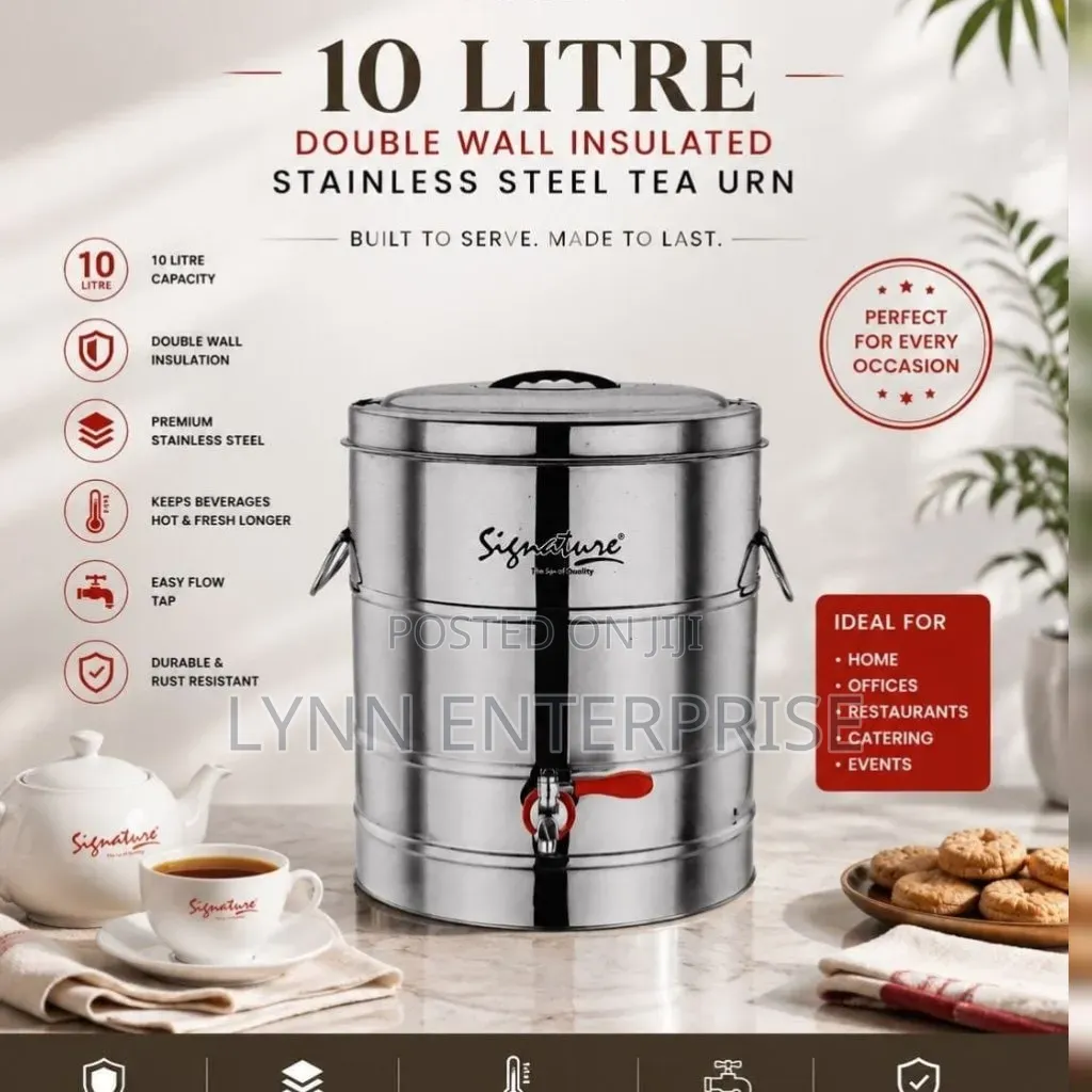 Double Wall Insulated Stainless Steel Tea Urn 10 Litres