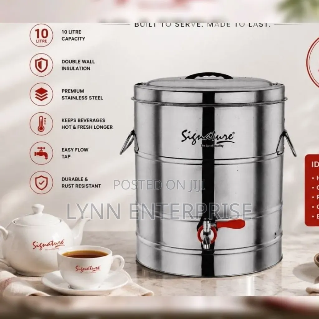 Double Wall Insulated Stainless Steel Tea Urn 10 Litres