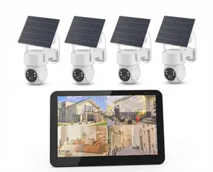 Solar Security Camera System Wireless PTZ 7 Inch Monitor Two Way Audio