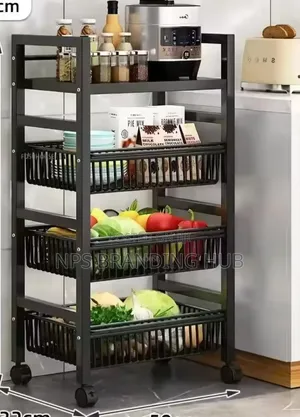 Heavy Metallic Vegetable Rack With Movable Wheels (Nm