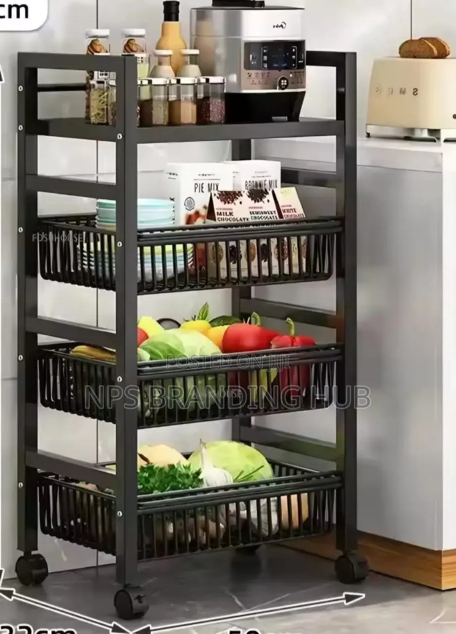 Heavy Metallic Vegetable Rack With Movable Wheels (Nm
