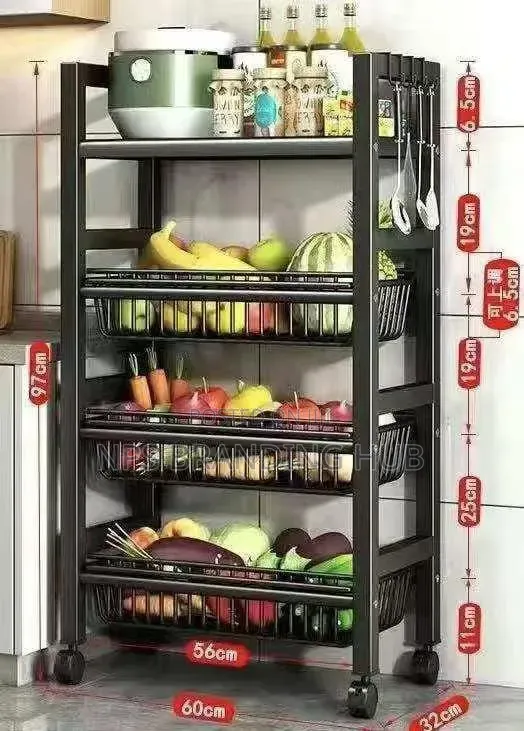 Heavy Metallic Vegetable Rack With Movable Wheels (Nm