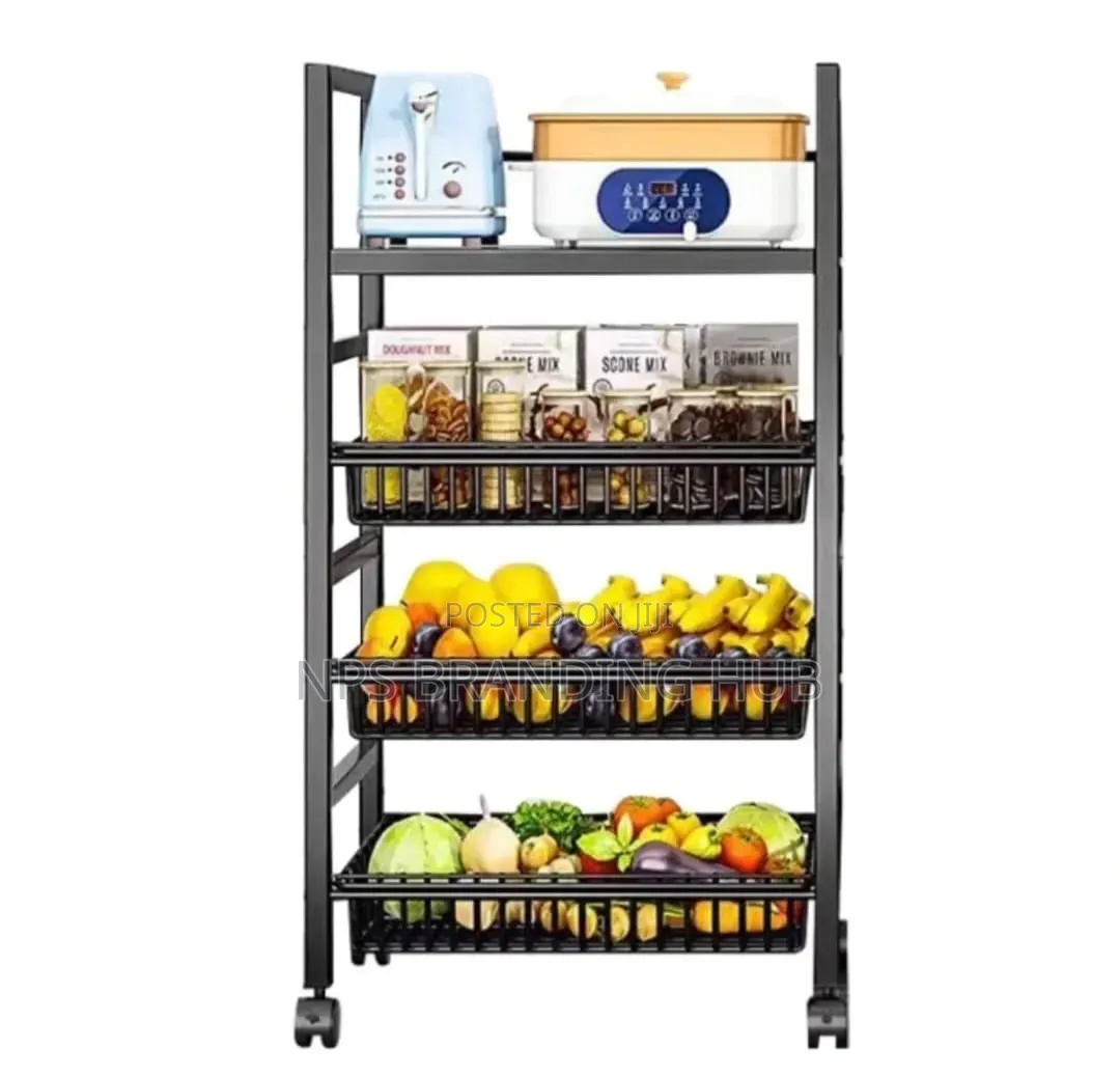 Heavy Metallic Vegetable Rack With Movable Wheels (Nm