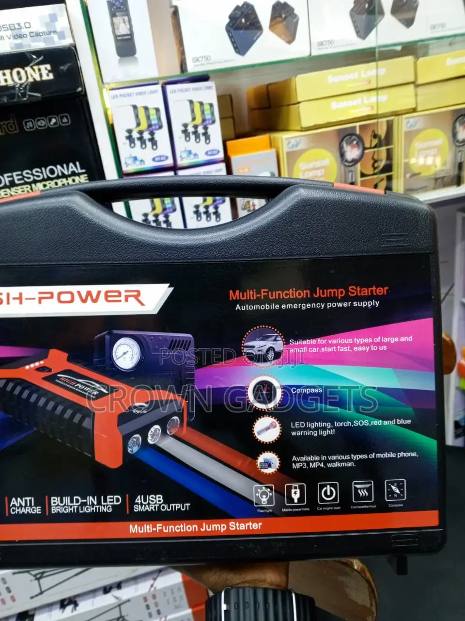 Portable 600A Car Jump Starter With Air Pump & Inflator