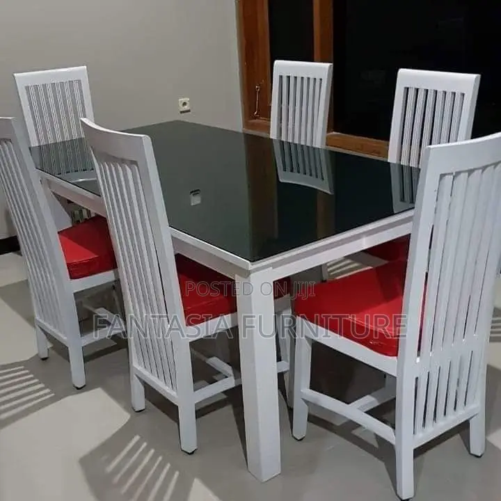 6 Seater White Marble Top Dining Set