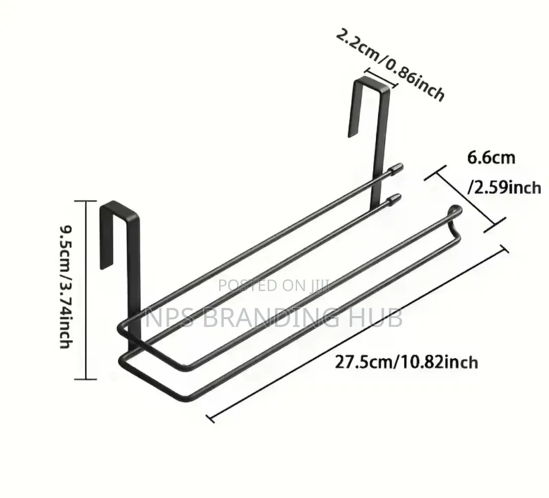 Metallic Kitchen Paper Towel Holder Undershelf/Door Hook (Nm