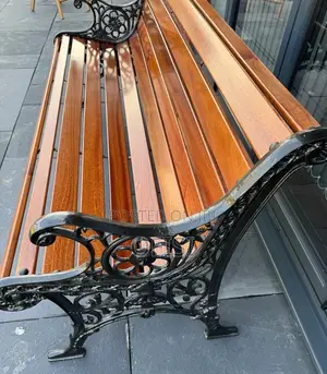 Modern Mahogany Finish Metallic Bench - 3 Seater