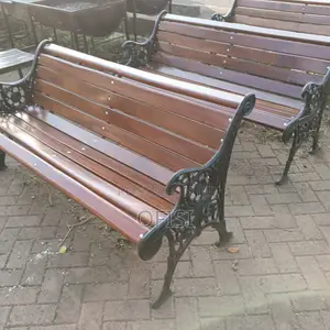Modern Mahogany Finish Metallic Bench - 3 Seater