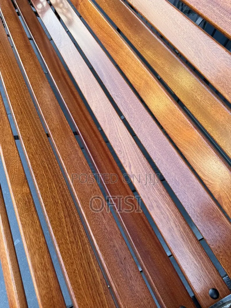 Modern Mahogany Finish Metallic Bench - 3 Seater