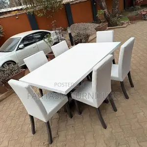 6 Seater Glossy White Rectangular Dining Set