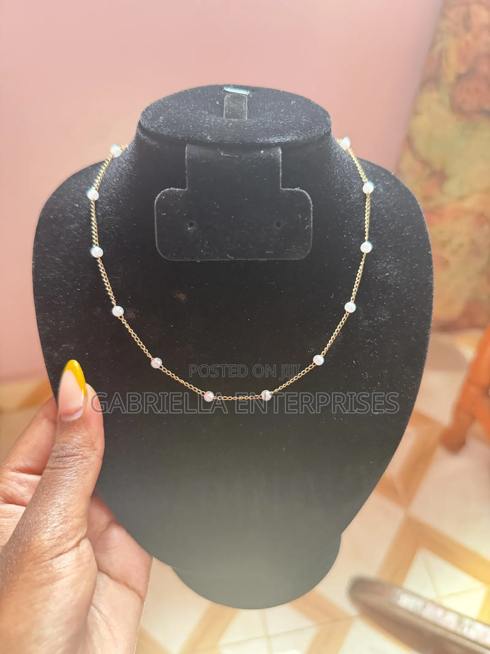 Pearl Choker Necklace Gold Color