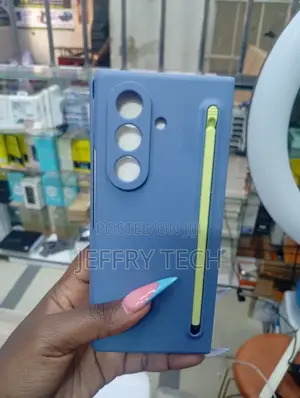 Blue Samsung Galaxy Z Fold S Pen Case Yellow and Black Slim Stylus