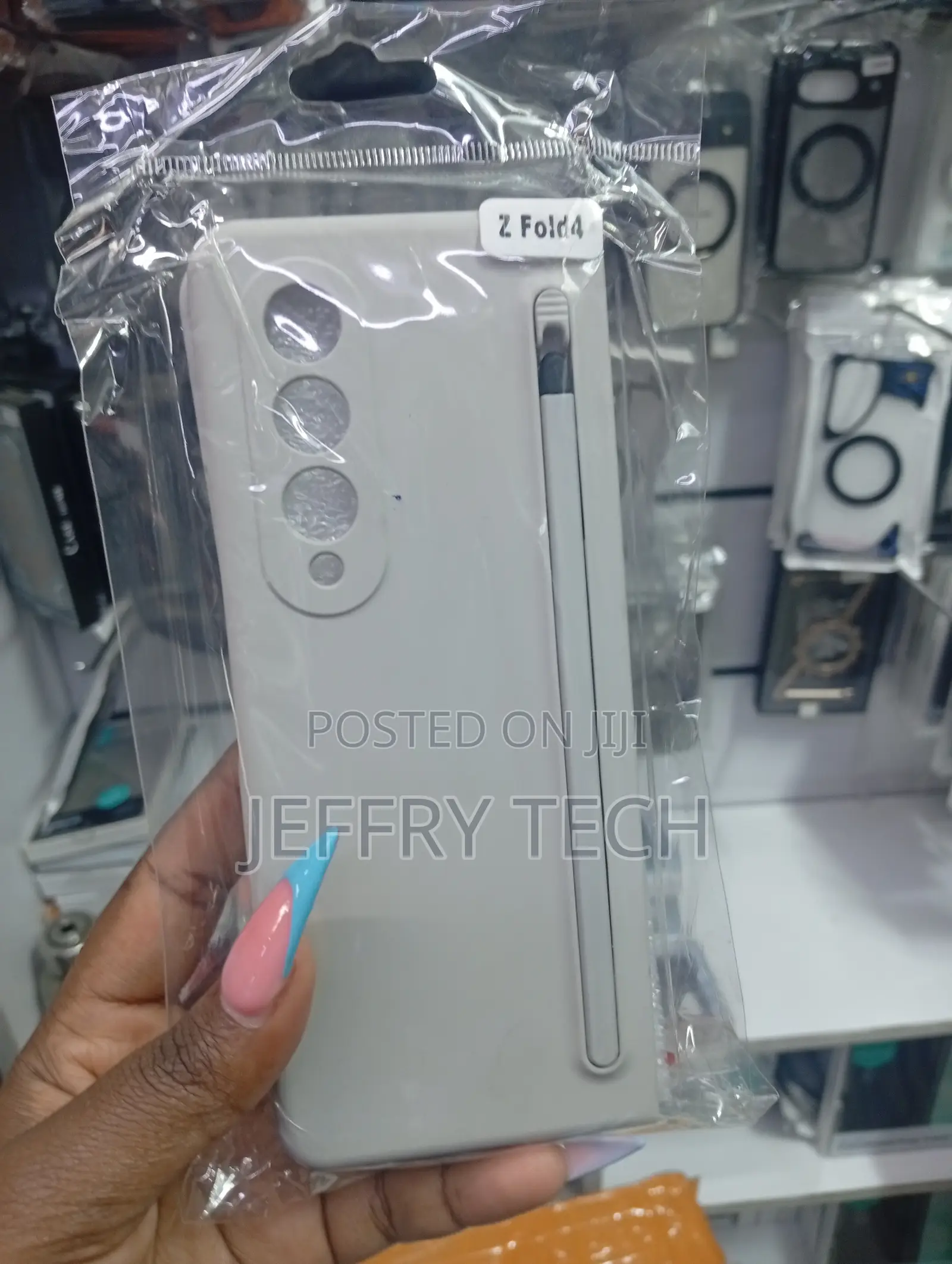 Gray Samsung Galaxy Z Fold4 Standing-Style Protective Case S Pen Slot