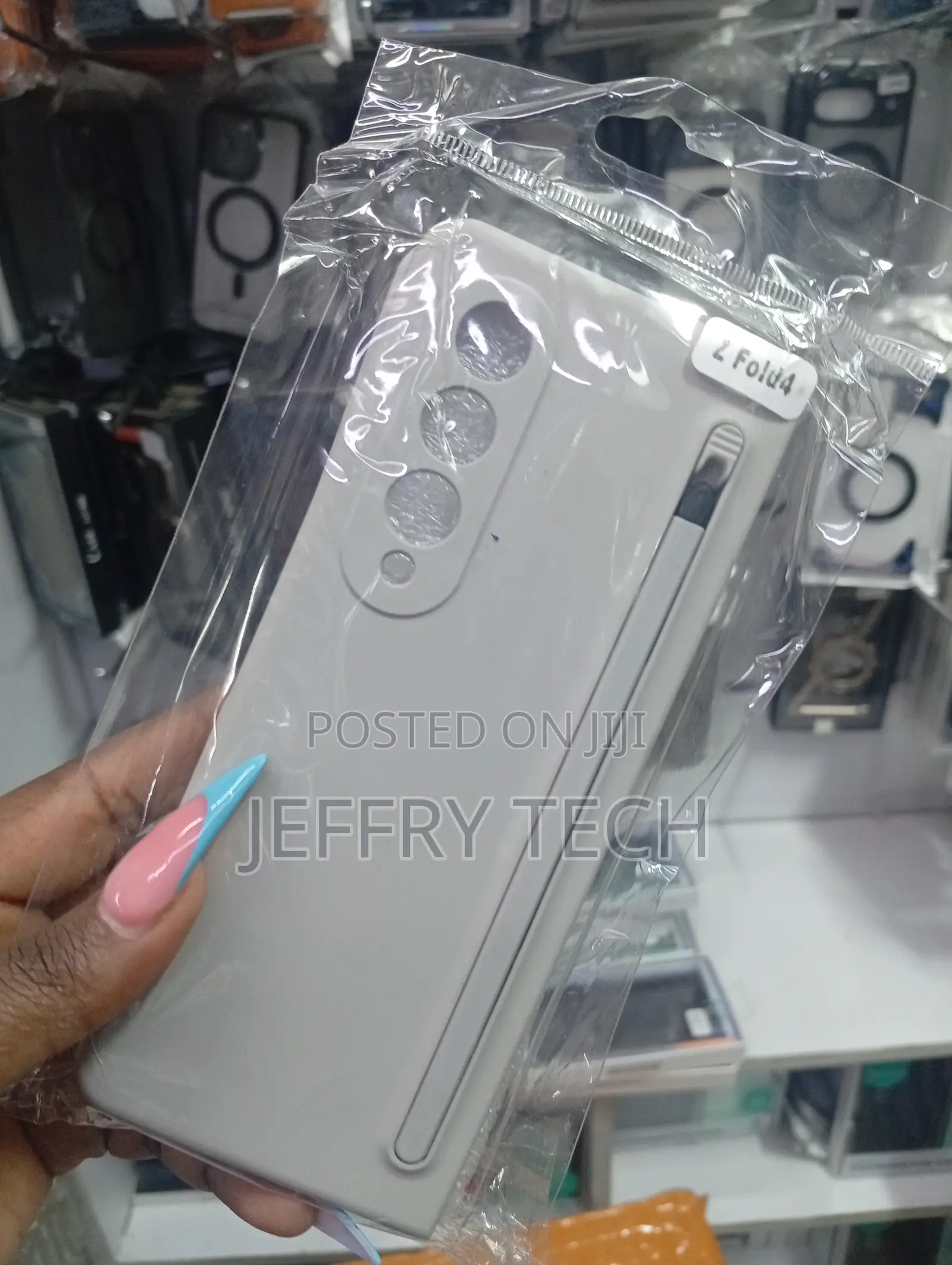 Gray Samsung Galaxy Z Fold4 Standing-Style Protective Case S Pen Slot