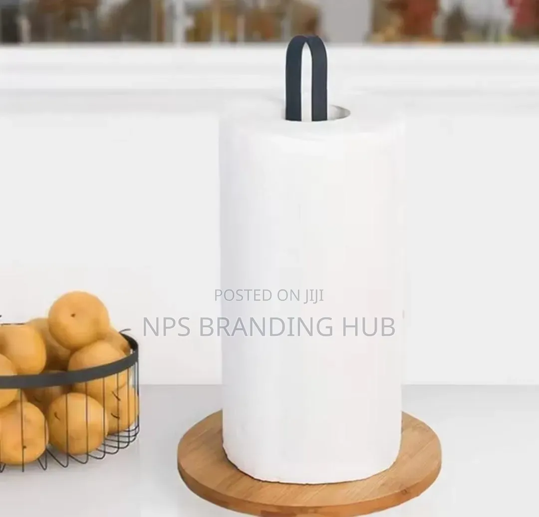 High Quality Metallic Paper Towel Holder With Bamboo Base(Nm