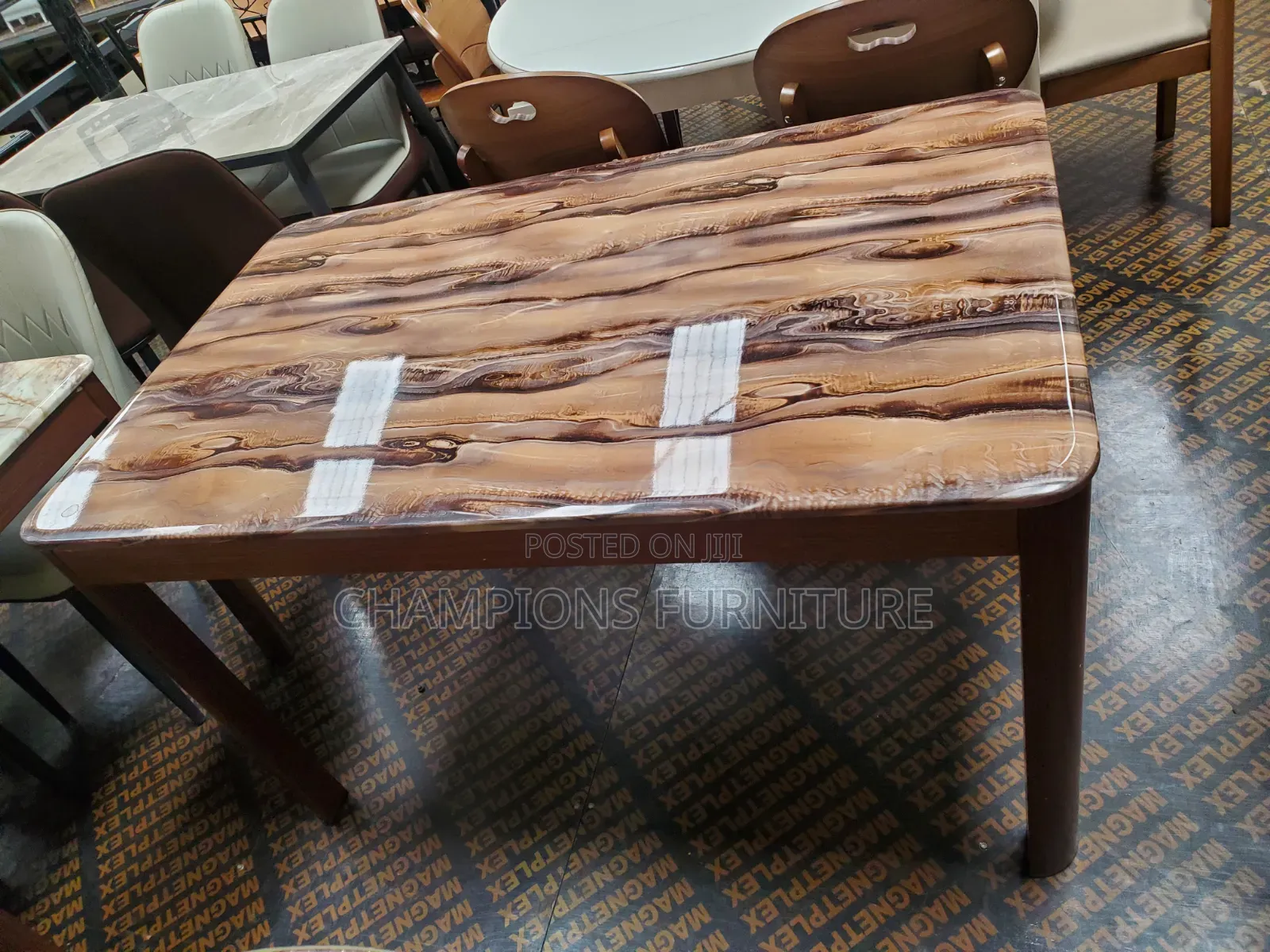 Luxury Glossy Marble Effect Dining Table