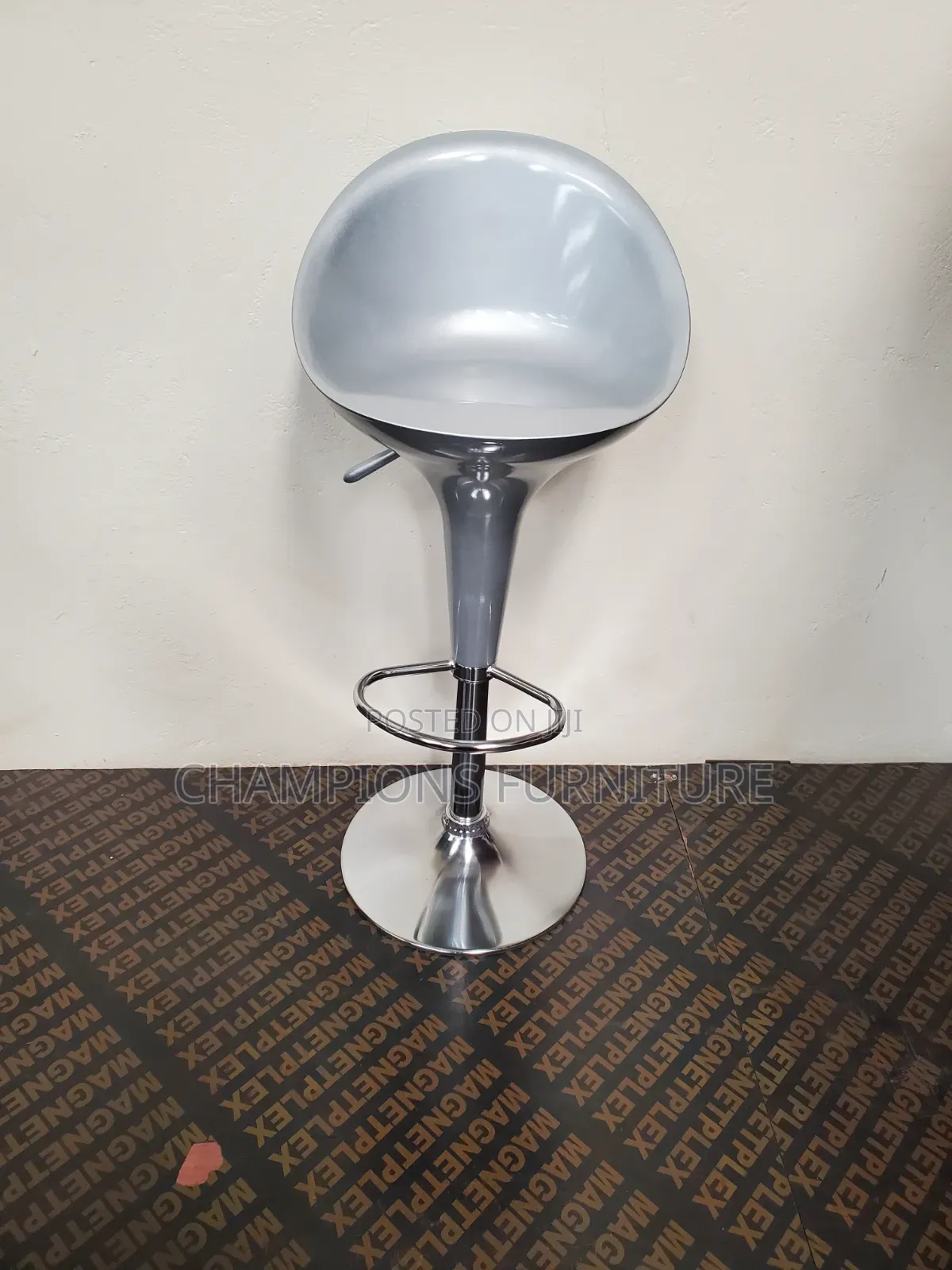 Modern Silver Metallic Barstool