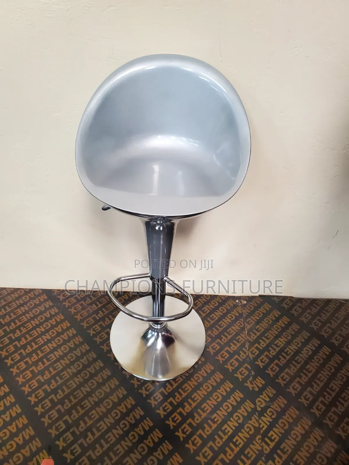 Modern Silver Metallic Barstool
