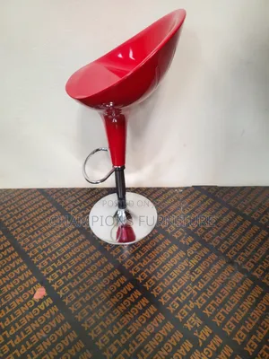 Modern Red Metallic Adjustable Swivel Barstool