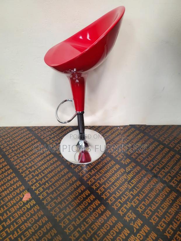 Modern Red Metallic Adjustable Swivel Barstool