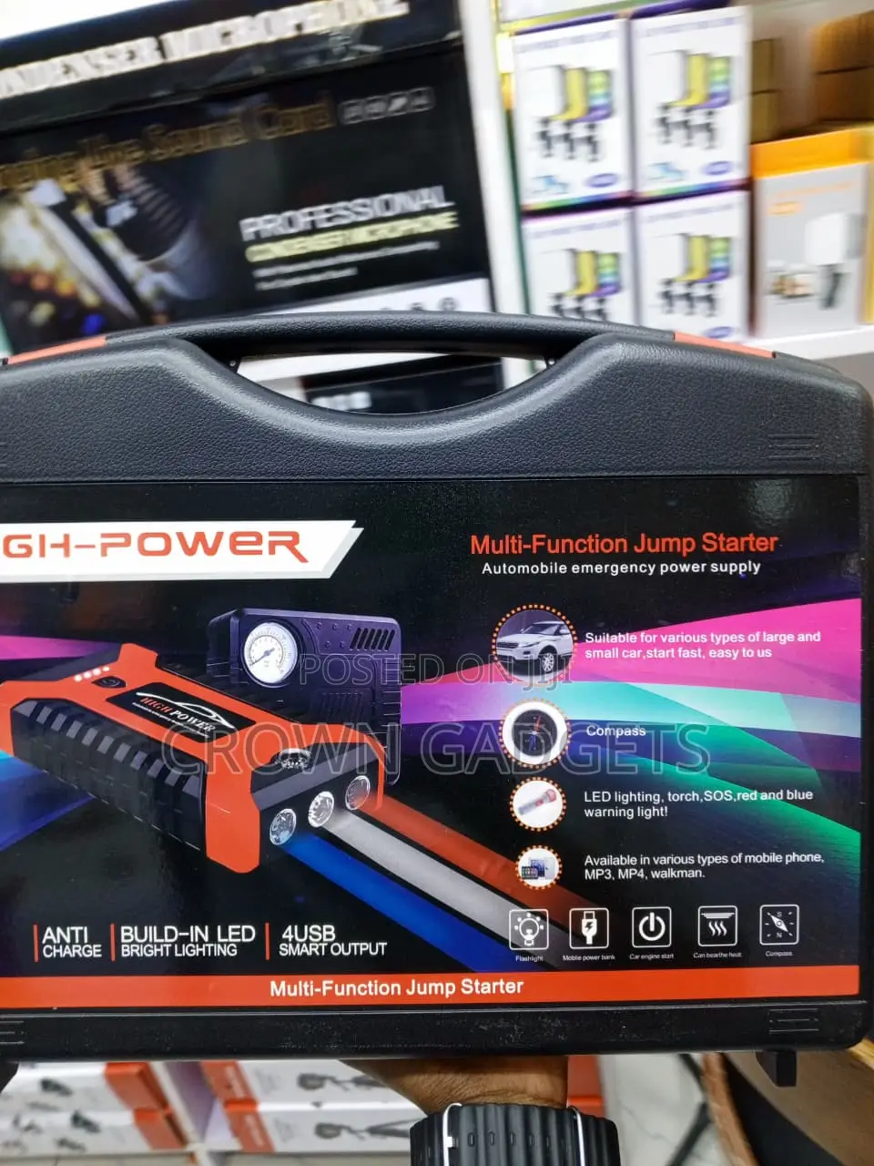 Car Jump Starter Power Bank With Air Inflator & LED Light