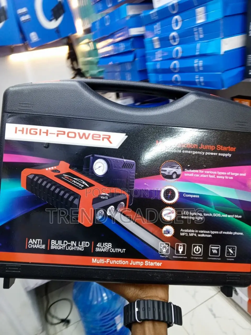 600A Car Battery Jump Starter With Tire Inflator & LED