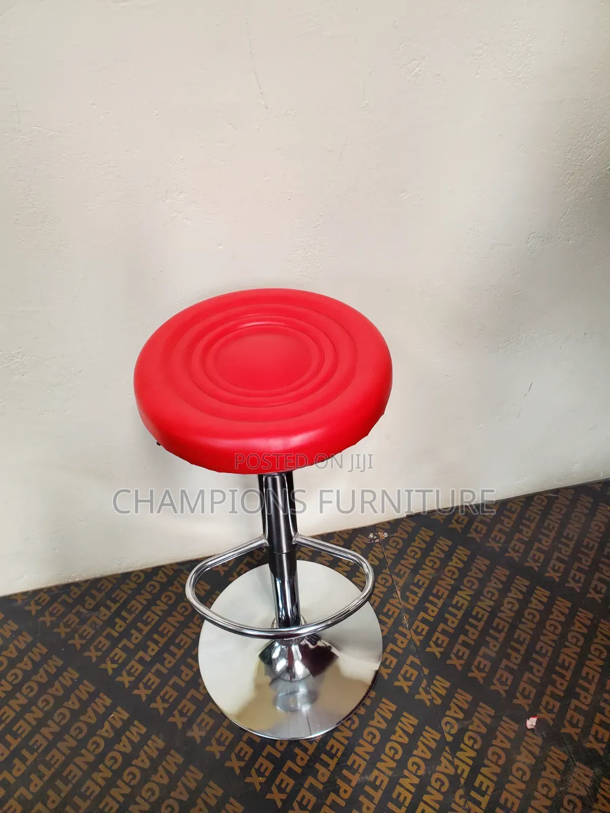 Round Red Salon/Bar Stool