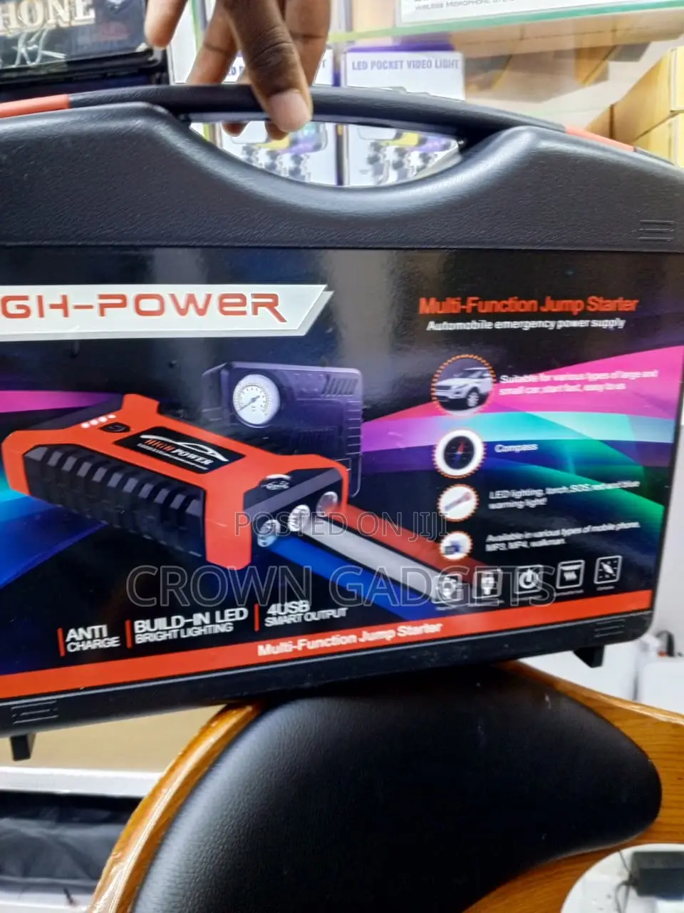 Portable Car Battery Booster With Air Inflator & LED Light