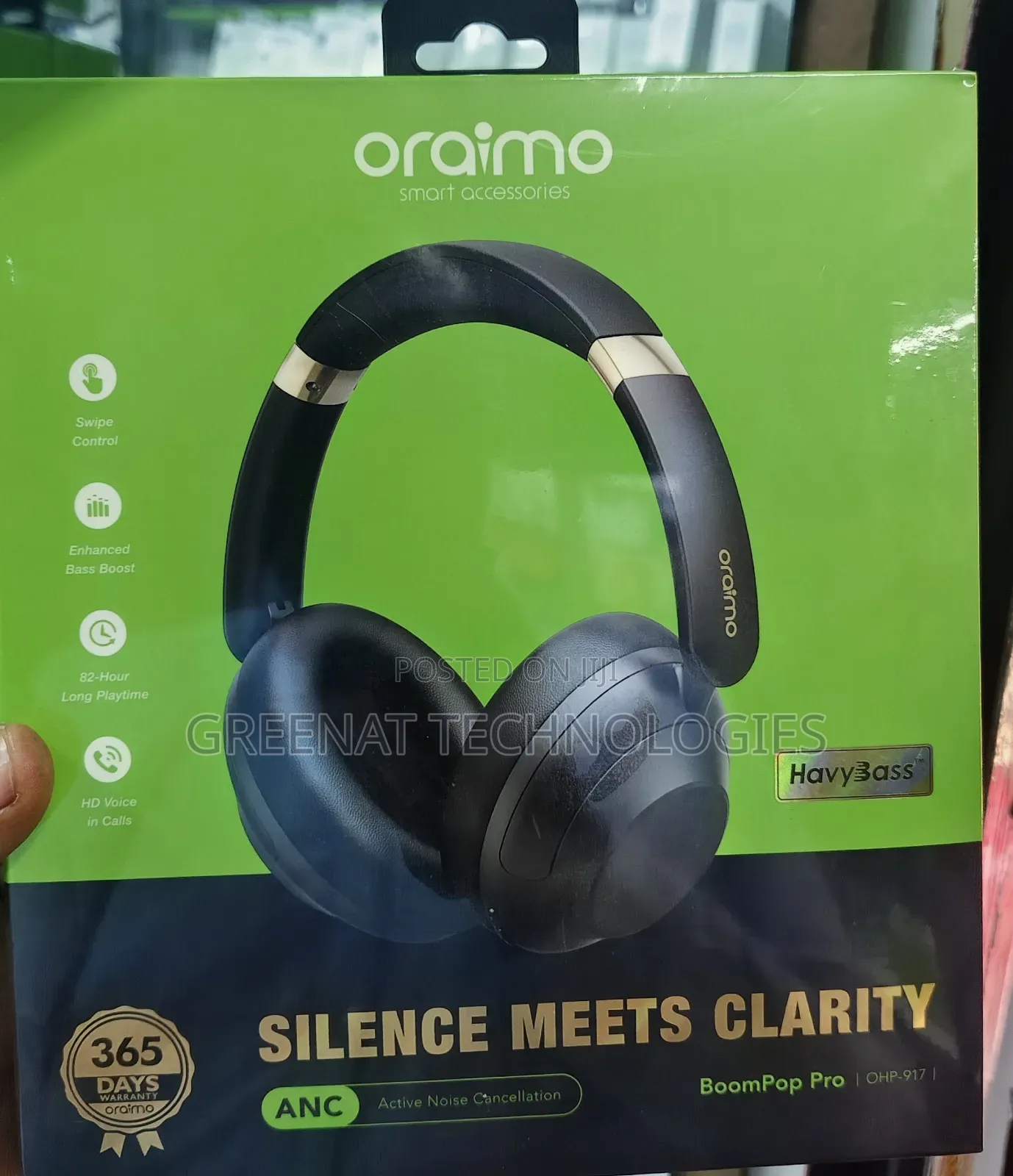 Oraimo BoomPop Pro OHP-917 ANC Wireless Headphones HavyBass 82 Hours