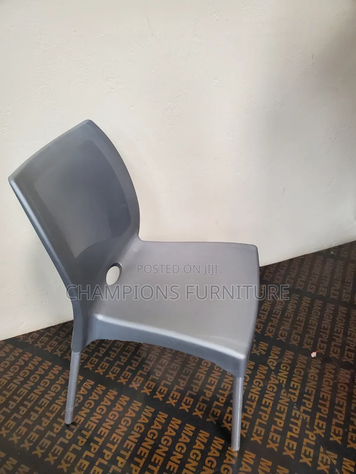 Grey Molded Plastic Outdoor/Indoor Chair