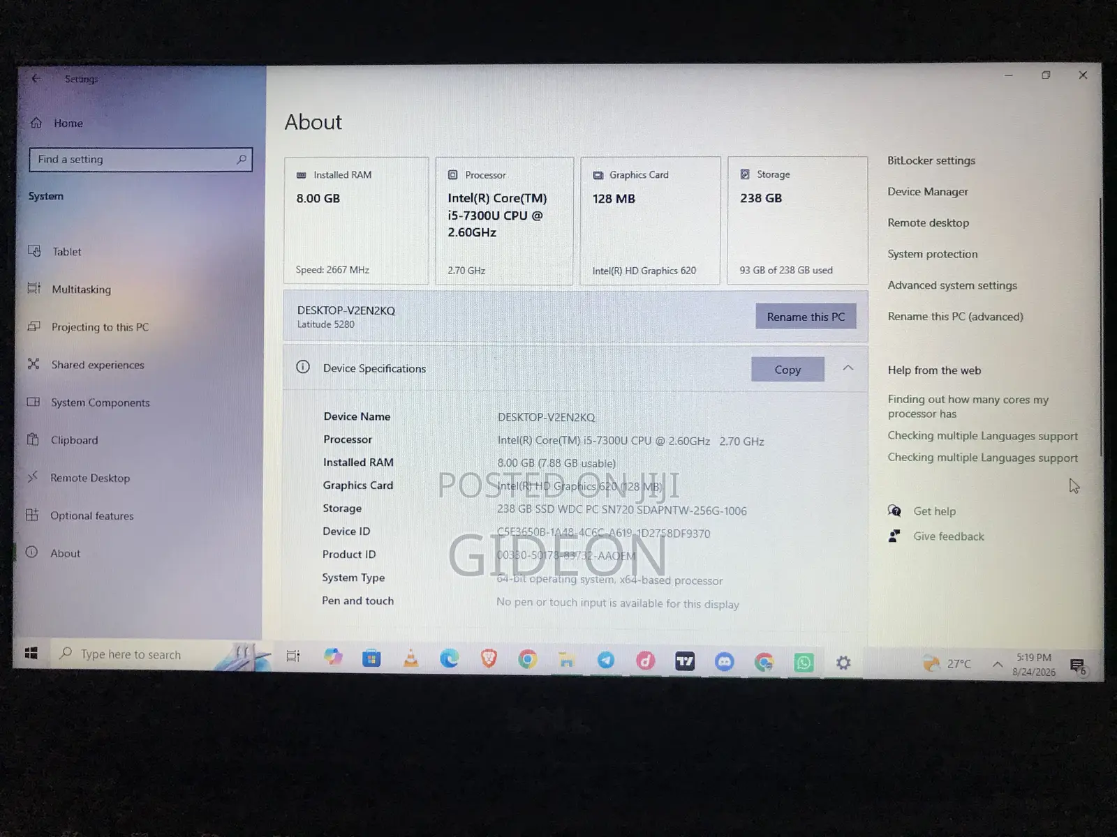 Laptop Dell Latitude 5280 8GB Intel Core i5 SSD 256GB