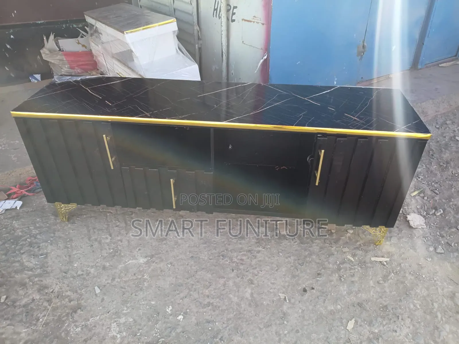 Full Black TV Stands Marble Effect TV Stands