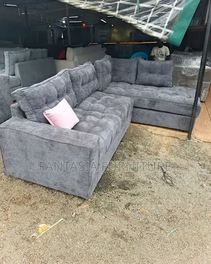 5 Seater Storm Grey Tufted L-Shape Sofa