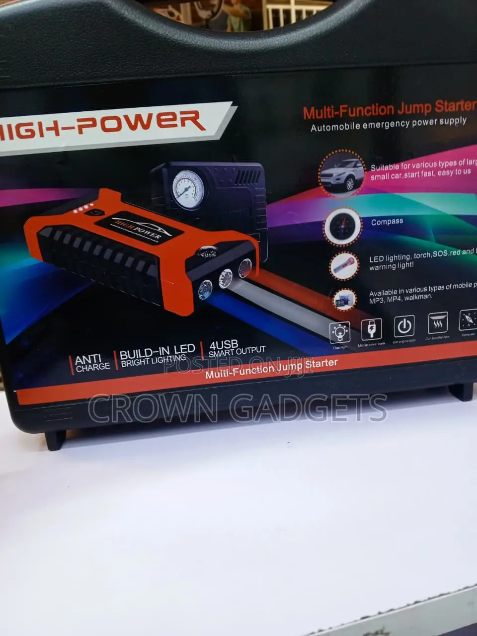 Car Jump Starter 600A With Air Compressor & Tire Inflator