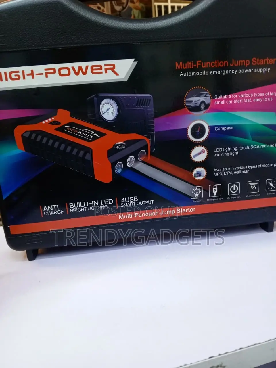 Car Jump Starter 600A With Air Compressor & Tire Inflator