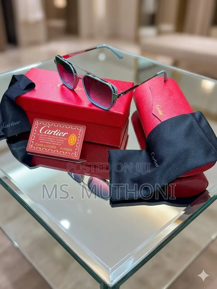 Luxury Cartier Light Blue /Metallic Double-Bridge Sunglasses