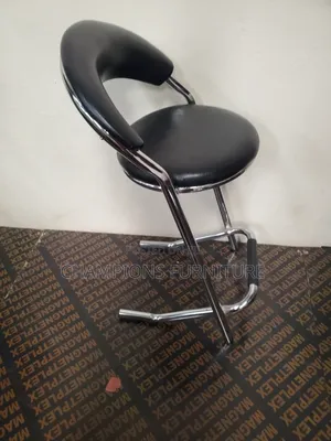 Crescent Back Black Chrome Barstool