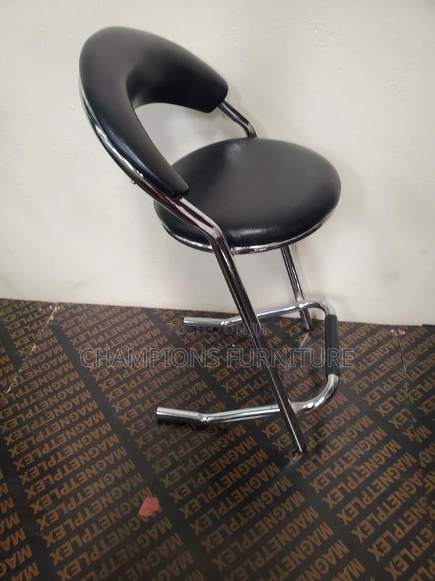 Crescent Back Black Chrome Barstool